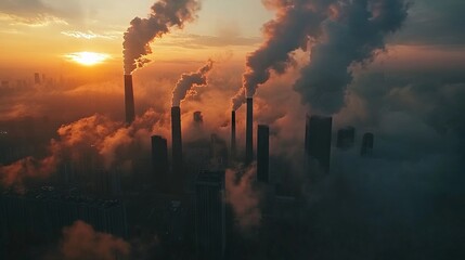 Aerial View of a Modern Cityscape at Sunset. AI generated illustration