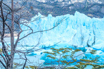 Province of Santa Cruz, Argentina - April 1, 2024: 
The Perito Moreno Glacier, an Ice Giant at the End of the World, is located in the southern sector of Los Glaciares National Park. 