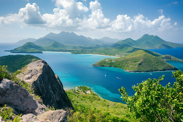 Scenic landscape with views of the Atlantic and Caribbean oceans meeting on a picturesque coastline 4k image