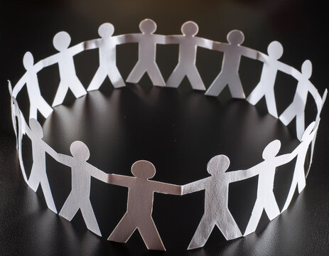 Interlocking hands forming a circular shape, representing unity in leadership