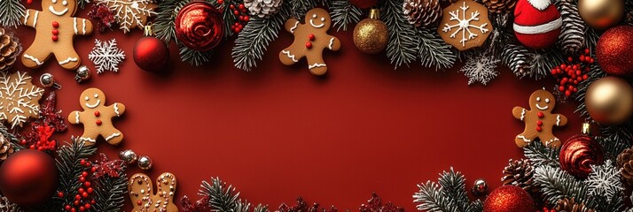 A festive banner composed of ample copy space in centre with charming elements