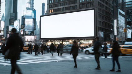Vibrant Times Square Billboard Mockup: NYC Urban Scene with Empty Advertisement Space
