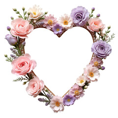 heart flower frame on transparent background