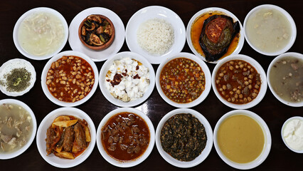 traditional turkish food bezelye kuru fasulye guvec 