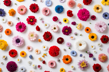 bunte Blumen auf weißem Hintergrund

