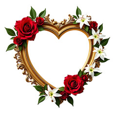 heart flower frame on transparent background