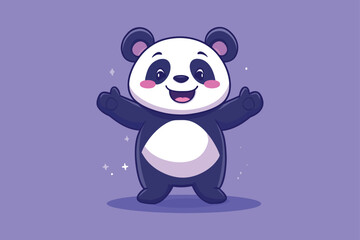 Fototapeta premium Cute Pointing Panda Vector - Adorable Cartoon Character Illustration with Playful Gesture for Fun and Whimsical Art