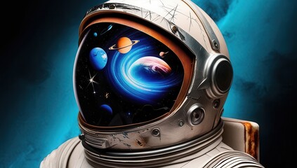 An astronaut exploring a vibrant, colorful alien landscape