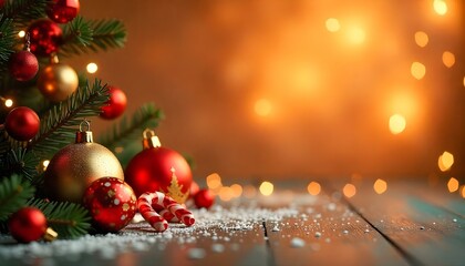 Festive Christmas Background with Warm Colors and Holiday Decor