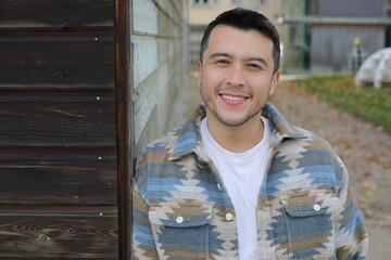 Obraz premium Natural man wearing a plaid shirt