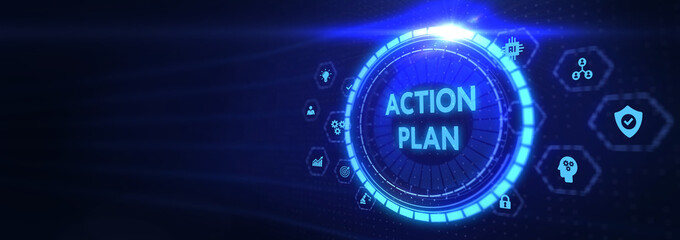 Business, Technology, Internet and network concept. Concept meaning proposed strategy or course of actions for certain time. 3d illustration