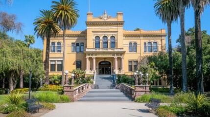 Fototapeta premium Stunning Historic Mansion in a Lush Tropical Paradise