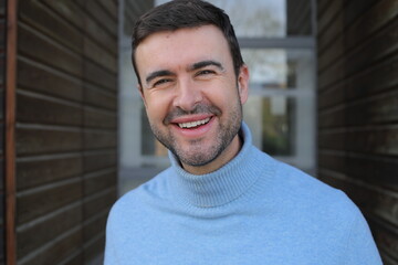 Fototapeta premium Handsome entrepreneur wearing a classy turtle neck sweater 
