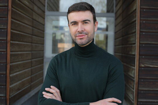 Handsome entrepreneur wearing a classy turtle neck sweater 