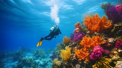 Diver floating peacefully in a radiant underwater sanctuary