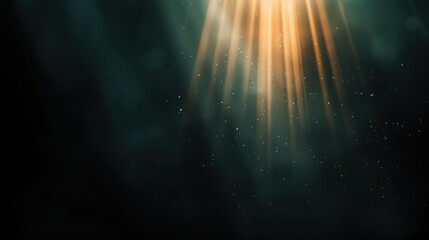 Obraz premium Golden light rays with stars in darkness. Divine inspiration