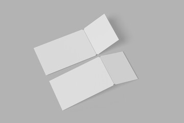 Blank ticket for mockup design or presentation. 3d render illustration