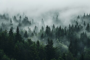 Morning in the forest. Foggy morning in the forest.