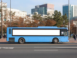 Bus on the road in Seoul, Bus billboards  
