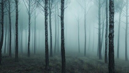 Morning in the forest. Foggy morning in the forest.