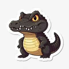 Obraz premium cute chibi illustration of a Black Caiman animal, designed in sticker style