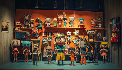 Collection of handcrafted puppets in various styles