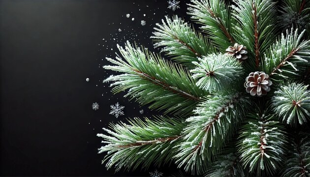 pine tree branches with snow