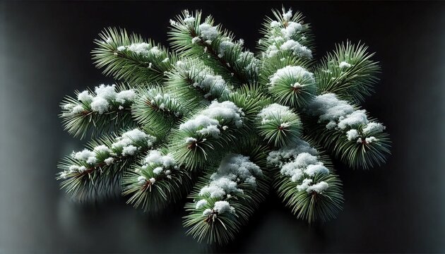 christmas tree branches with snow