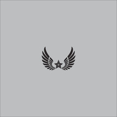  A minimalist icon of a blend of angel wings and a shinny star.