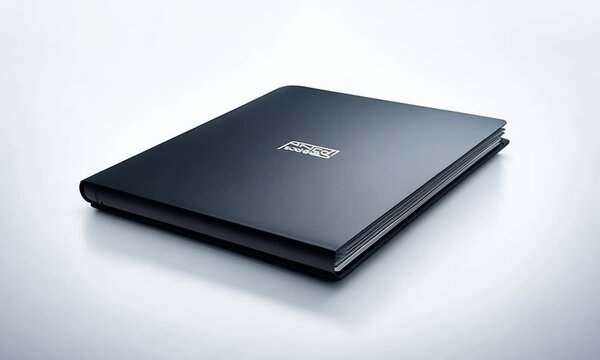 A closed, dark-colored, professional-looking photo album or portfolio.