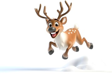 Cute cartoon reindeer with a red nose and scarf, perfect for Christmas illustrations