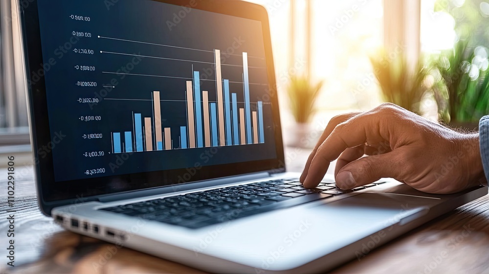 Poster business growth analysis home office digital data visualization bright environment close-up view per