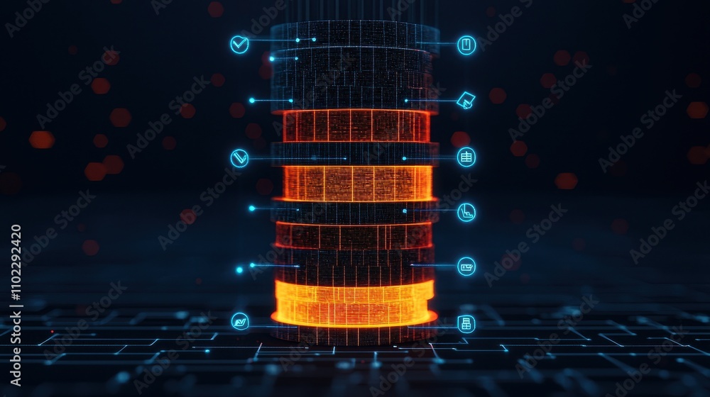 Aufkleber digital data storage concept with glowing circular layers