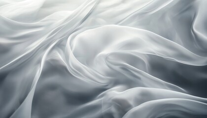 Obraz premium Elegant White And Gray Satin Fabric With Silver Threads And Soft Blurred Pattern, Crafted From Natural Silk.