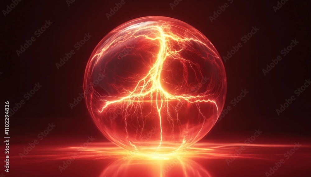 Poster electric lighting sphere ball: the fusion of abstract science and physical object, merging innovatio