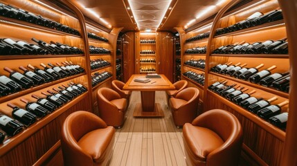 Wine cellar design showcase luxury home interior photography contemporary style perspective focus elegant ambiance