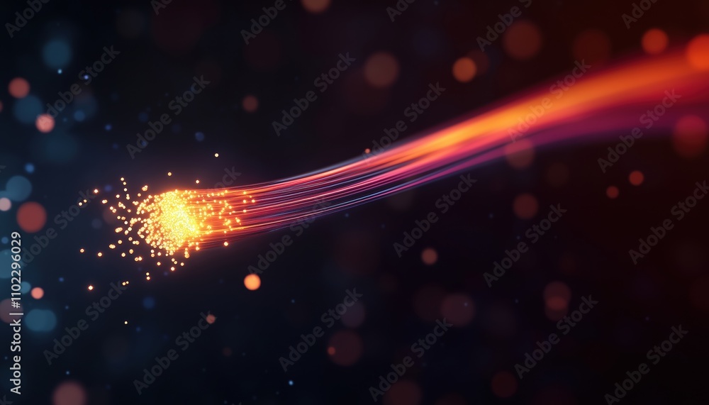 Poster dynamic technology of optical fibres flying deep within the realm of innovation and advancement. the