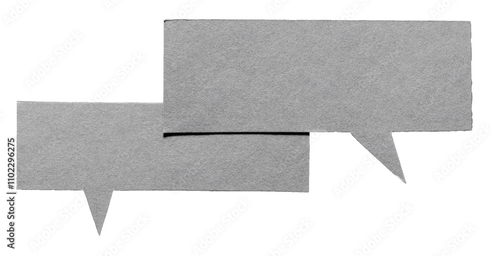 Fototapete gray grey blank cut out cardboard paper speech bubbles with rough edges and copy space for text on t