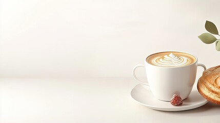 Freshly Brewed Coffee and Bakery Delight with Pastry and Strawberries