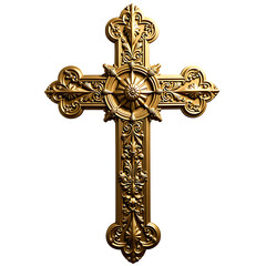 golden cross on transparent background
