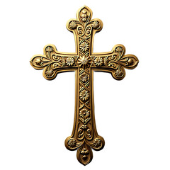 golden cross on transparent background