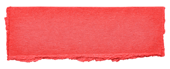 Red isolated cut out torn piece of blank paper note with texture and copy space for text, transparent png background design element