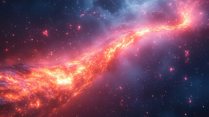 Colorful cosmic nebula illuminated by vibrant gases and stars in the depths of space. Generative AI