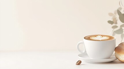 Fresh Coffee Cup with Pastry on Soft Background in Bakery Setting