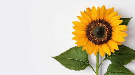 Obraz premium Vibrant Sunflower Against Clean White Background for Fresh Look
