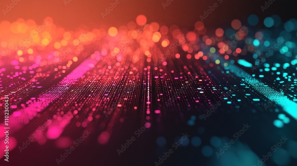 Poster vibrant abstract digital background with colorful bokeh effects