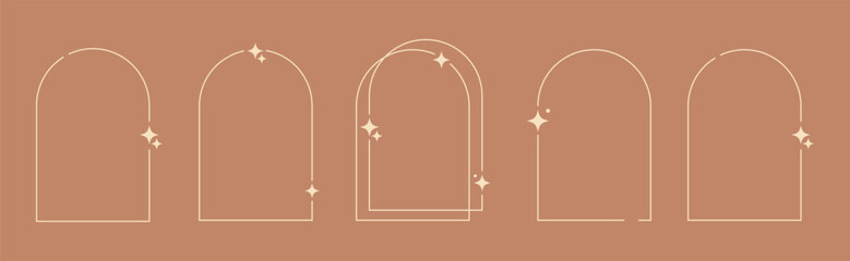 Celestial arch set. Boho frame in minimal style. Set of linear frame and arch. Set of boho minimal celestial arch frames