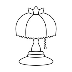 Obraz premium Vintage Table Lamp Outline Vector Illustration. This vector image showcases a simple black and white outline of a vintage style table lamp.