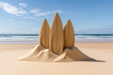 beach day celebrations, golden sand beach hosts australia day festivities with sand sculptures and families enjoying surfboards and fun