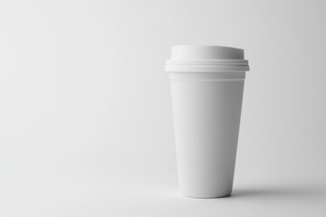 White Travel Mug with Lid Isolated on White Background